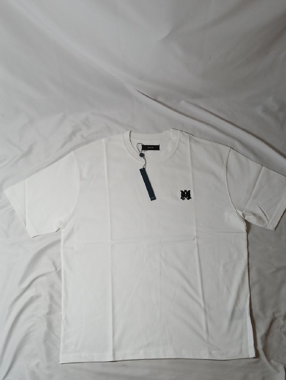 AMIRI White Short Sleeve Tee with Black Logo Patch